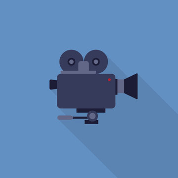 Flat Design of Video Camera, Camera Recorder vector illustration