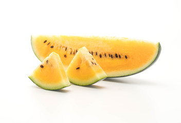Fototapeta na wymiar fresh yellow watermelon on white