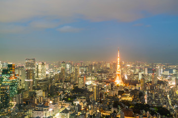 Fototapeta premium Tokyo city skyline with Tokyo Tower