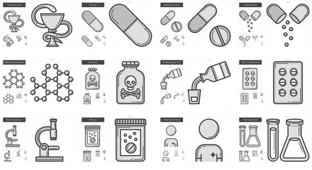 Medicine line icon set.