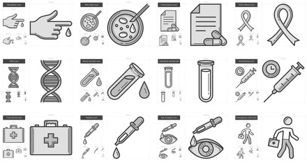 Medicine line icon set.