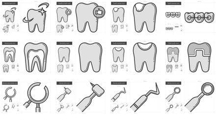 Stomatology line icon set.