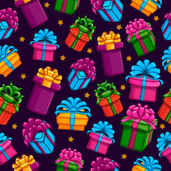 Seamless pattern with gift box