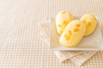 mango soft cake on wood