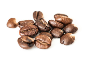 Coffee beans isolated on white background.