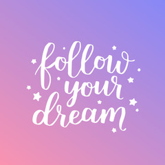 Lettering vector card. Motivational quote. Sweet cute inspiration typography. Calligraphy postcard poster graphic design element. Hand written sign on dreamy gradient background.