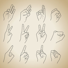 Fototapeta premium Hand collection on vintage background. vector line illustration.