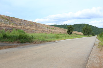 The road on the dam in Pra Sae Reservoir at Rayong, Thailand