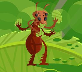 evil red ant eating plants