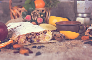 strudel and winter decor.