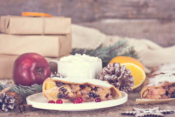 strudel and winter decor