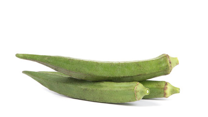 Okra fruits (Abelmoschus esculentus) isolated on White Backgroun