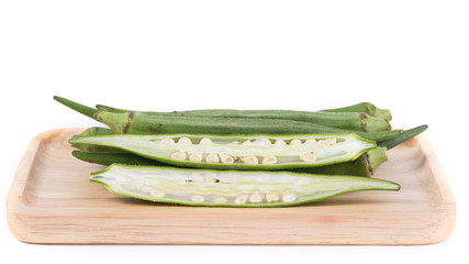 Okra fruits (Abelmoschus esculentus) isolated on White Backgroun