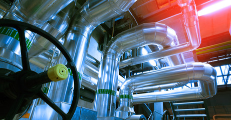 Industrial zone, Steel pipelines, valves and ladders