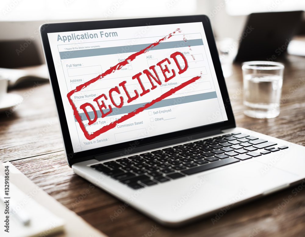 Poster rejected declined negative document form concept