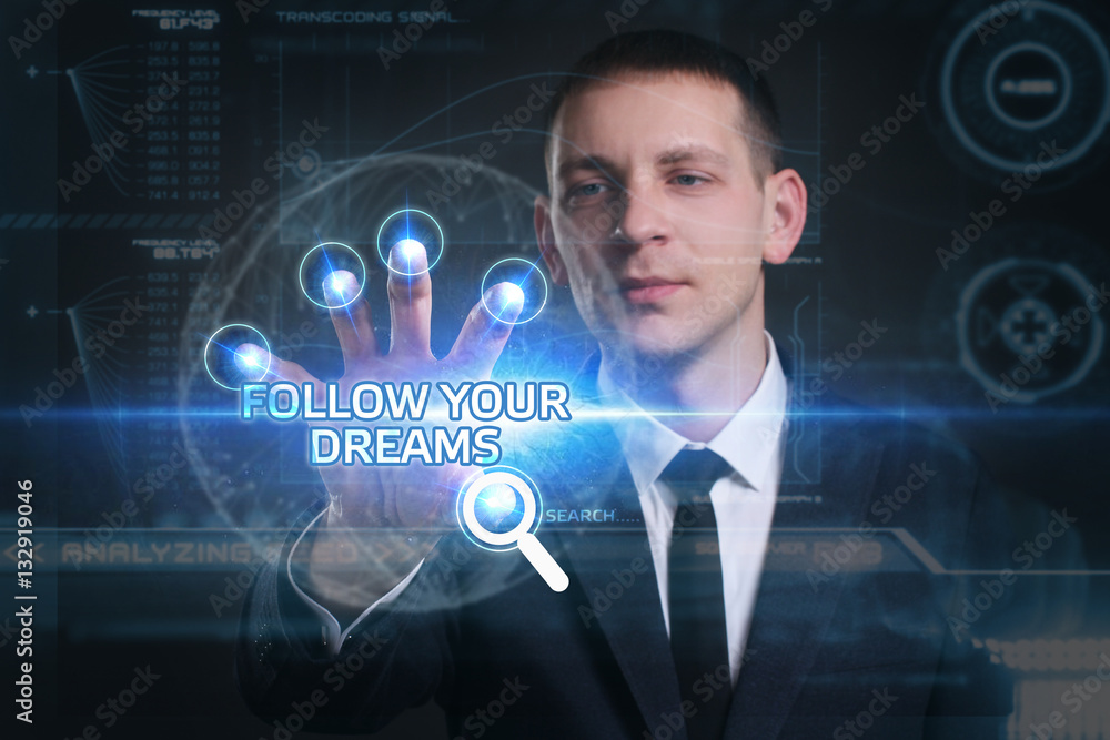 Wall mural Business, Technology, Internet and network concept. Young busine