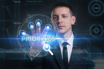 Business, Technology, Internet and network concept. Young busine