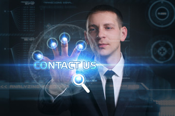 Business, Technology, Internet and network concept. Young busine