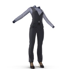 Women's business suit on a white. 3D illustration