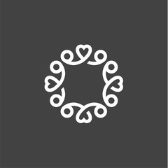 Heart sign pattern mark logo flat style illustration quality of the linear trend design