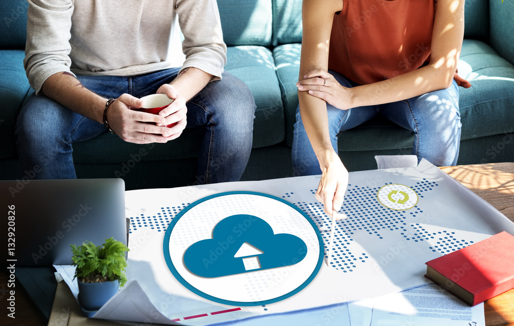 Aufkleber cloud computing globalization connection technology concept