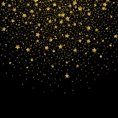 Gold confetti glitter on black background