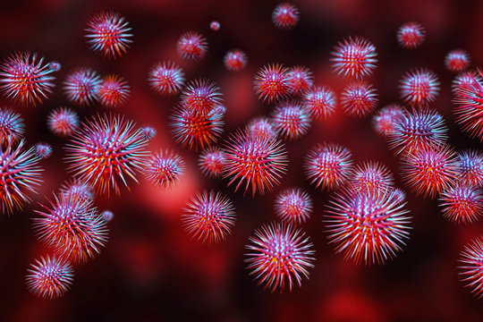 Colorful virus close up illustration