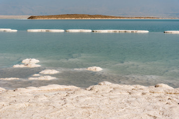 Salty Dead sea near Ein Bokek, Israel.