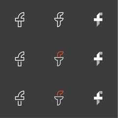 Symbols the Letter F form of vector illustration Flat trend style