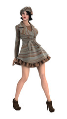 3D Rendering Female Model on White
