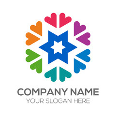 colorful love and star logo vector 