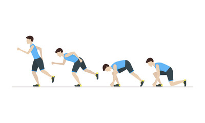 Running Man Step Positions Set. Vector