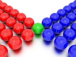 A Concept Graphic featuring a stylized leadership or teamwork ideas, depicted through a soccer ball sphere theme. 