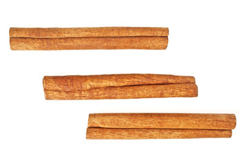 Cinnamon sticks on white background
