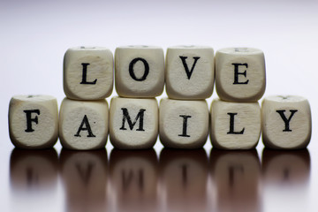 text family letter cube