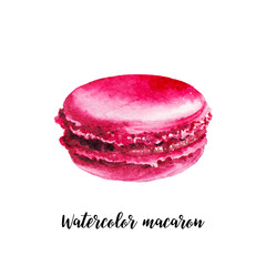 Watercolor macaron. Hand painted food object isolated on white background. Dessert illustration