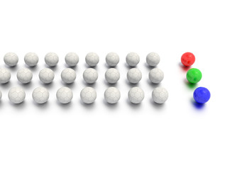 A Concept Graphic featuring a stylized leadership or teamwork ideas, depicted through a soccer ball sphere theme. 