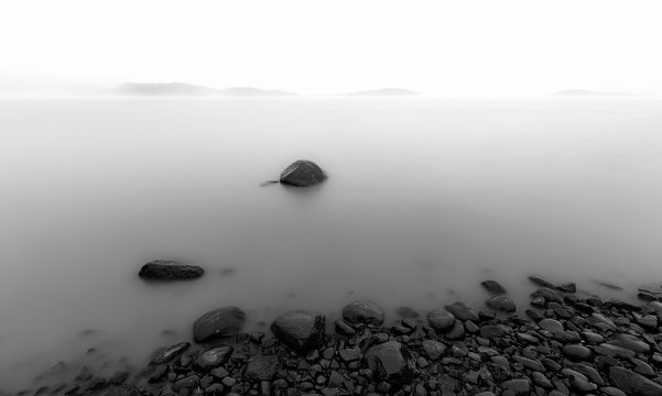 Stones placed in white ice