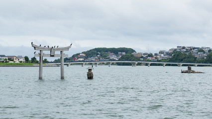 Stone torii in Fukuoka city of Japan
