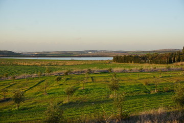 Fototapeta na wymiar landscape of far Lake near Latrun Israel 