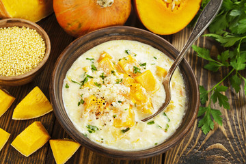 Cheese soup with pumpkin