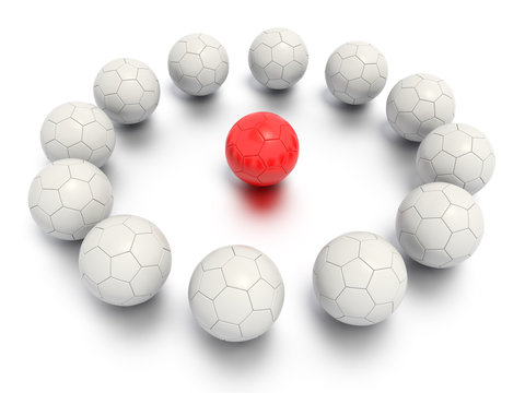 A Concept Graphic featuring a stylized leadership or teamwork ideas, depicted through a soccer ball sphere theme. 
