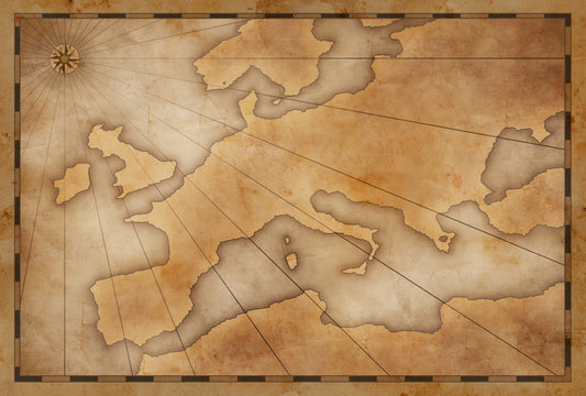 Fototapeta old vintage Europe map background