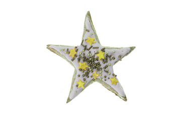 Homemade holiday cookies star on a white background