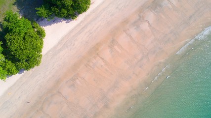 Tropical beach top aerial view