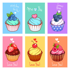 Set of greeting cards for Valentine's day.