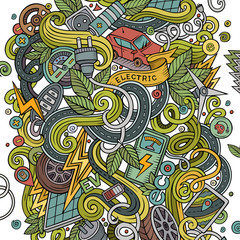 Fototapeta premium Cartoon cute doodles Electric cars illustration