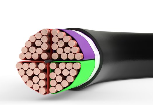 Copper cable. 3d illustration isolated on white