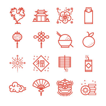 Chinese New Year icons set