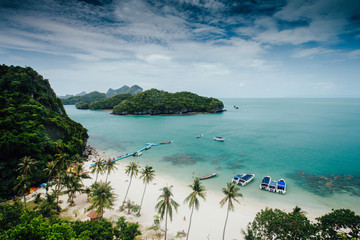 Bird eye view of Angthong national marine park, koh Samui, Suratthani, Thailand